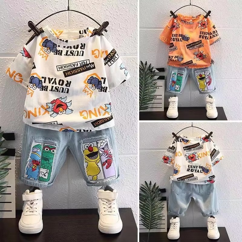 Cute Cartoon Print Short Sleev - Baby Clothing Drawing ulasan dan harga