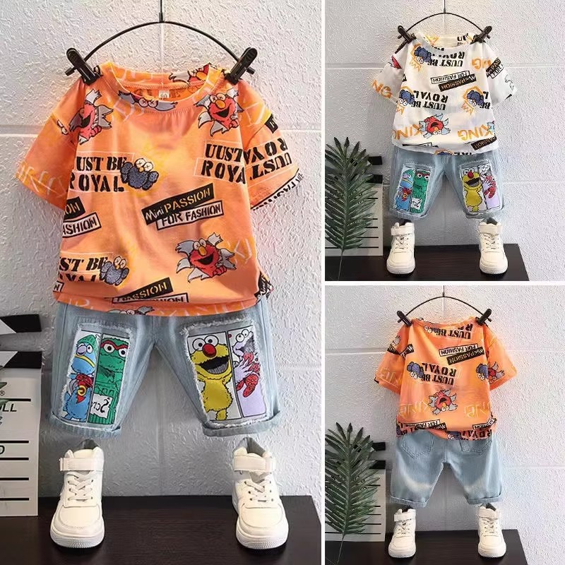 Cute Cartoon Print Short Sleev - Baby Clothing Drawing ulasan dan harga