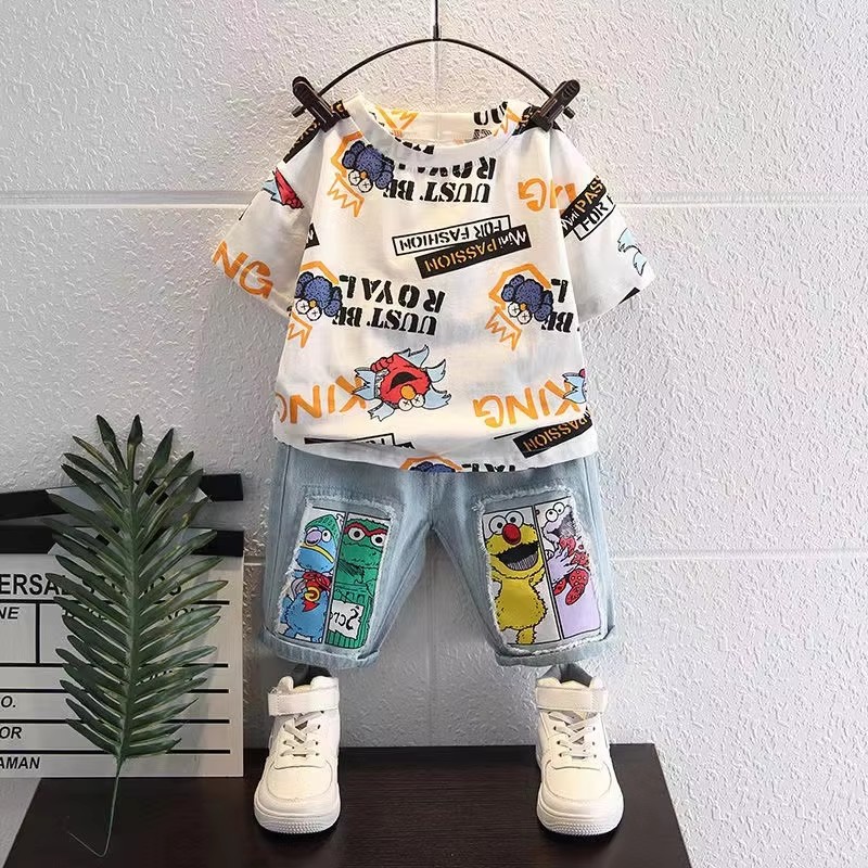 Cute Cartoon Print Short Sleev - Baby Clothing Drawing ulasan dan harga
