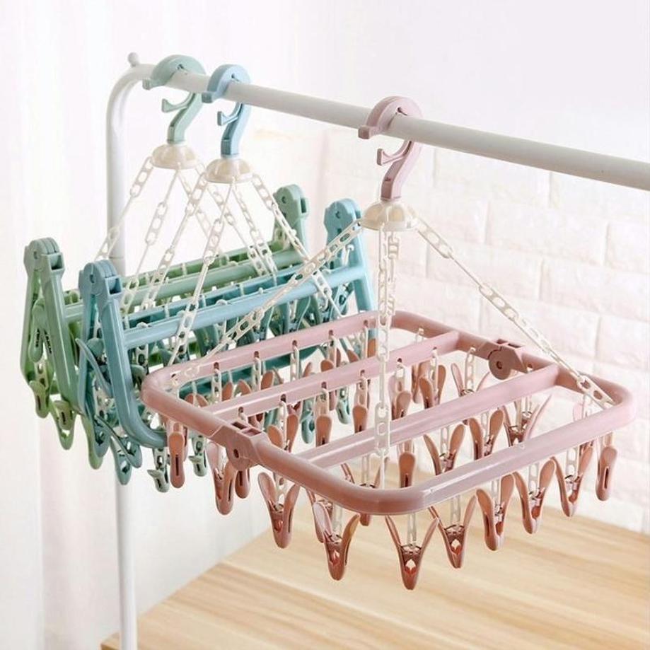 1 Pcs 32 Clips Folding Clothes - Baby Clothing Drying Rack ulasan dan harga