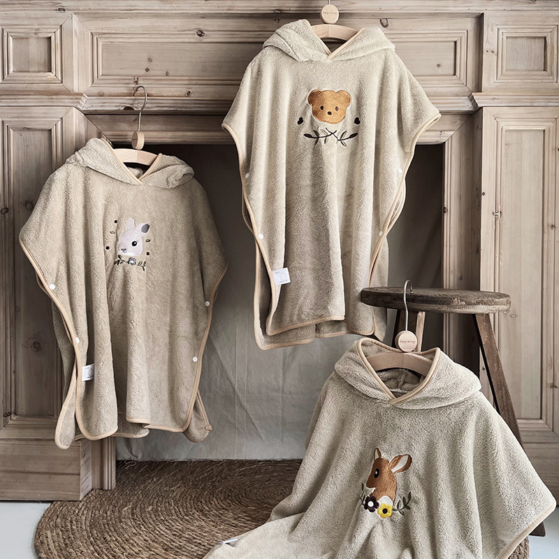 Children's Coral Fleece Cloaks - Hooded Bath Towel ulasan dan harga