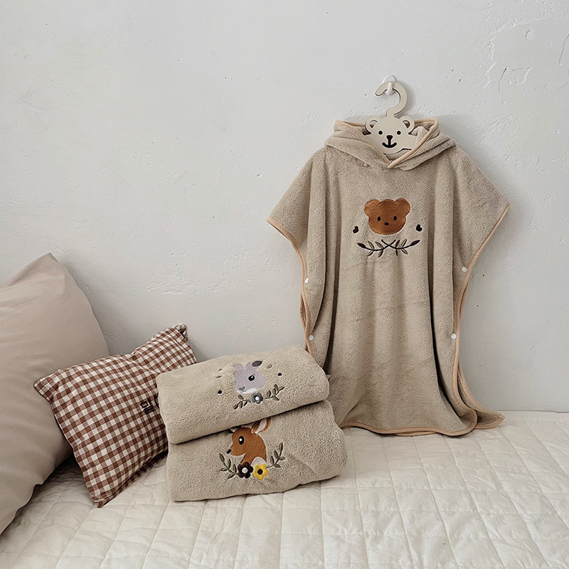 Children's Coral Fleece Cloaks - Hooded Bath Towel ulasan dan harga