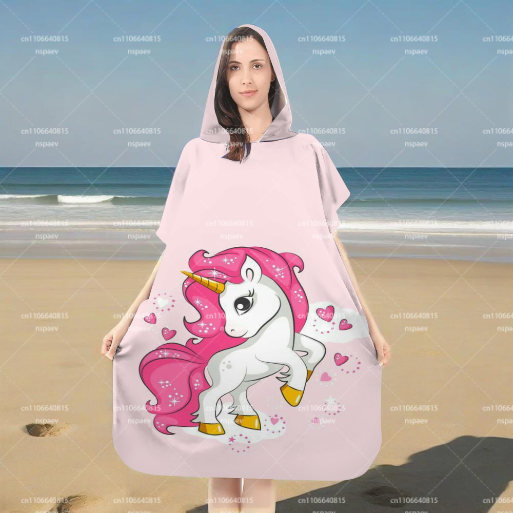 Parent-Child Pink Unicorn Prin - Hooded Bath Towel ulasan dan harga