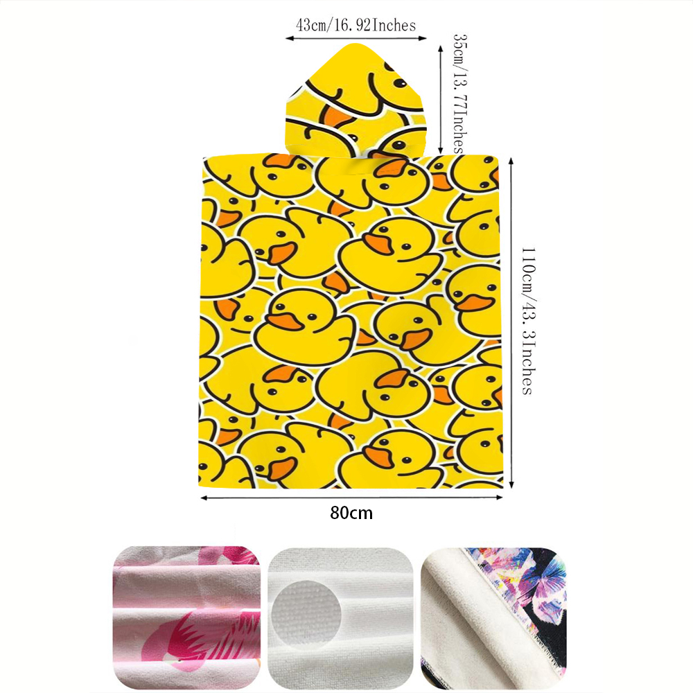 Cute Yellow Rubber Duck Print  - Hooded Bath Towel ulasan dan harga