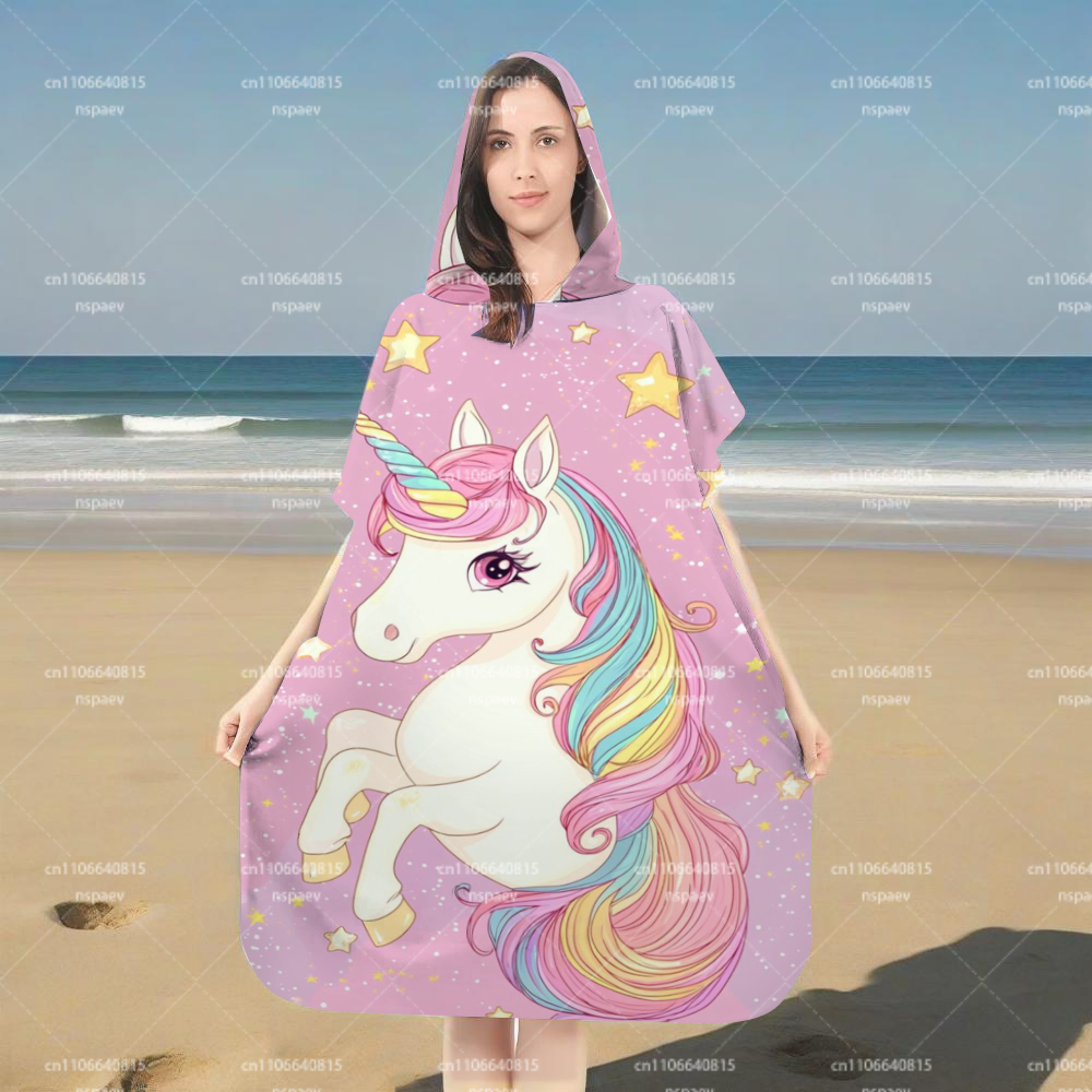 Cute Pink Unicorn Star Hooded  - Hooded Bath Towel ulasan dan harga