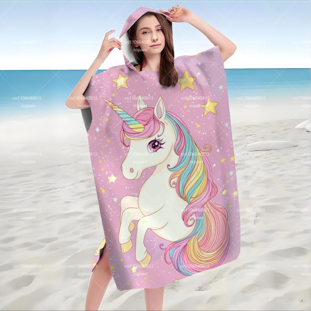 Cute Pink Unicorn Star Hooded  - Hooded Bath Towel ulasan dan harga